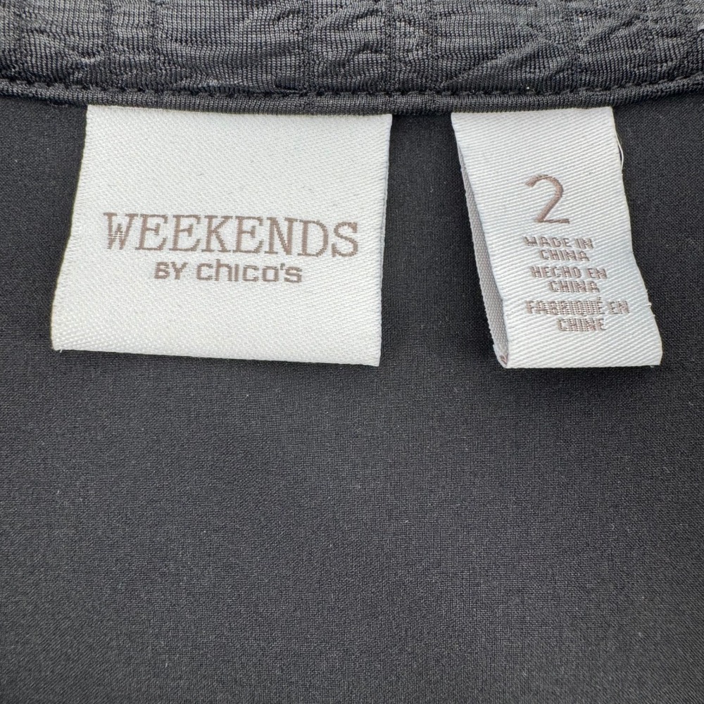 Weekends by Chico's Full Zip Jacket Womens 2 Large Black Textured‎ Stretch - Picture 9 of 12